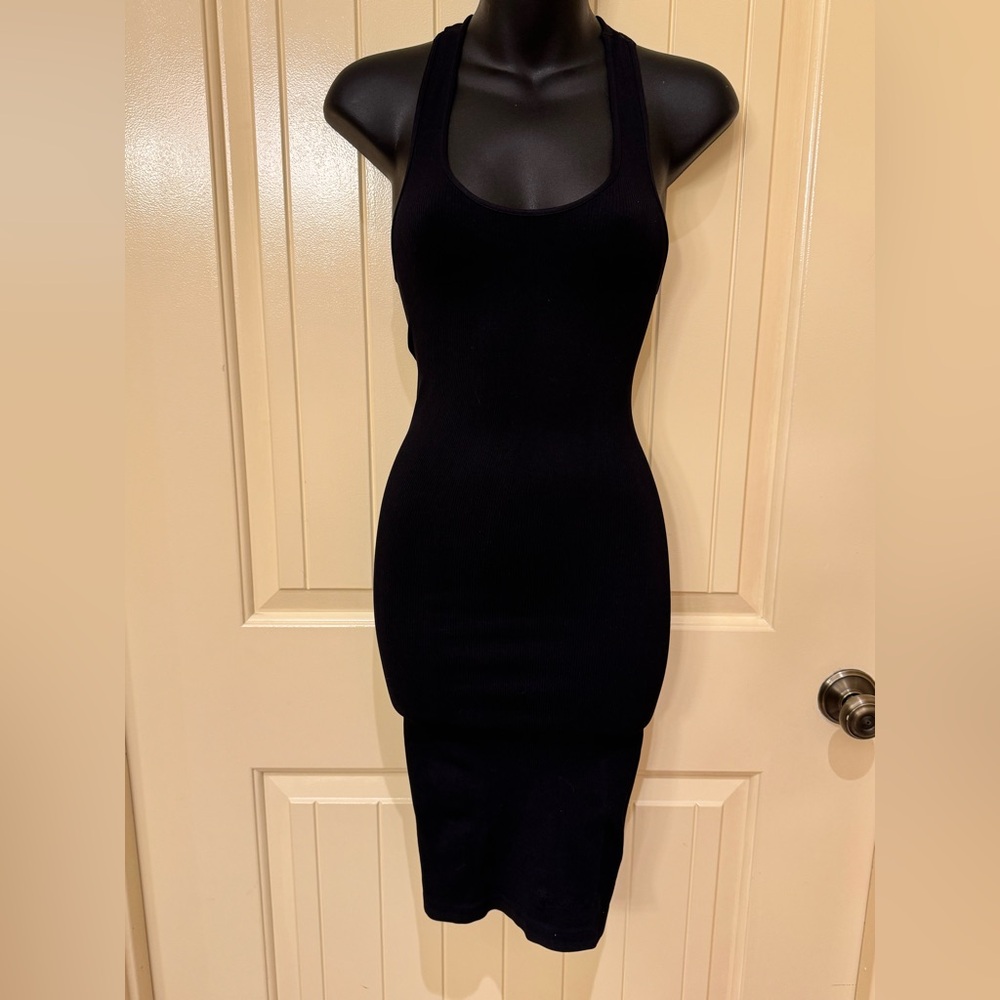 Marciano Black seamless ribbed Midi Dress size  XS/S